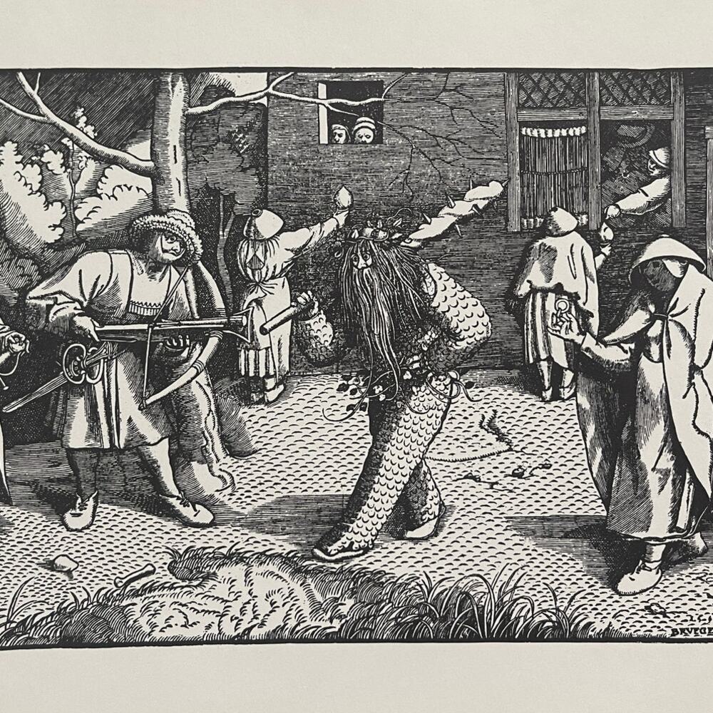 Pieter Bruegel, Wild Man or Masquerade, Print, Bookplate, Art, ~ 241229-WH 70
